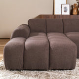 Sofas-Corner sofa with lounge soft brown bouclé fabric - stripes - left - Brix -Dimehouse