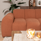 Sofas-Corner sofa with lounge copper bouclé fabric - stripes - right - Brix-Dimehouse