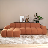 Sofas-Corner sofa with lounge copper bouclé fabric - stripes - left - Brix-Dimehouse