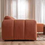 Sofas-Corner sofa with lounge copper bouclé fabric - stripes - right - Brix-Dimehouse