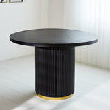 Dining table Elora Dimehouse Black LxWxH 115x115x9 Mango wood Atmospheric photo front view