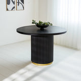 Dining table Elora Dimehouse Black LxWxH 115x115x9 Mango wood Atmospheric photo front view