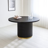 Dining table Elora Dimehouse Black LxWxH 135x135x9 Mango wood Atmospheric photo diagonal front view