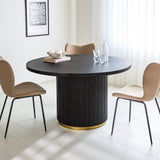Dining table Elora Dimehouse Black LxWxH 135x135x9 Mango wood Atmospheric photo diagonal front view