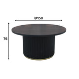 Dining table Elora Dimehouse Black LxWxH 155x155x9 Mango wood White photo size indication