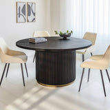 Dining table Elora Dimehouse Black LxWxH 155x155x9 Mango wood Atmospheric photo diagonal front view