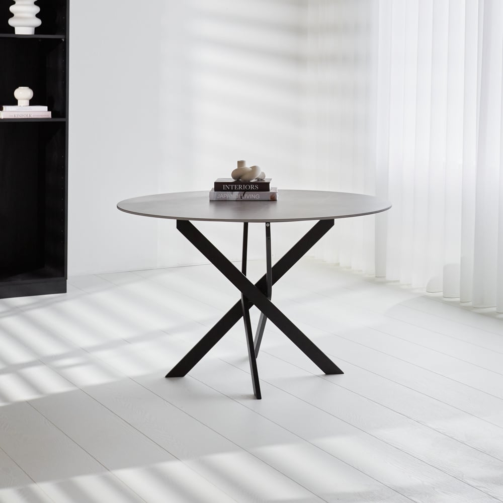 Vivian Gray dining table Dimehouse Gray LxWxH 111x111x11 Sintered stone Atmospheric photo front view