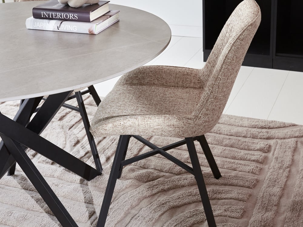 Vivian Gray dining table Dimehouse Gray LxWxH 132x132x11 Sintered stone Atmospheric photo in situation