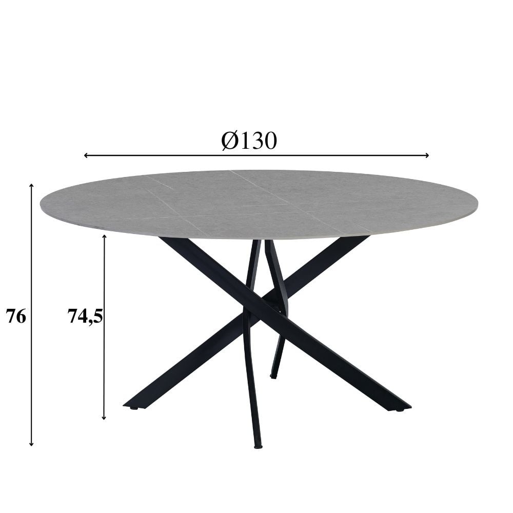 Vivian Gray dining table Dimehouse Gray LxWxH 141x141x11 Sintered stone White photo size indication