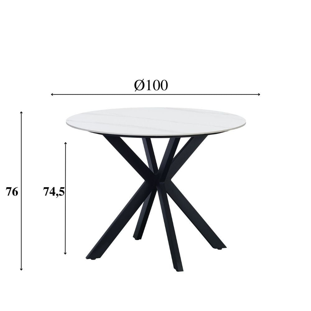 Dining table Yuna White Dimehouse White LxWxH 111x111x11 Sintered stone White photo size indication
