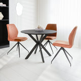 Dining table Yuna Black Dimehouse Black LxWxH 111x111x11 Sintered stone Atmospheric photo diagonal front view