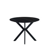 Dining table Yuna Black Dimehouse Black LxWxH 111x111x11 Sintered stone White photo front view