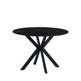 Dining table Yuna Black Dimehouse Black LxWxH 121x121x11 Sintered stone White photo diagonal front view