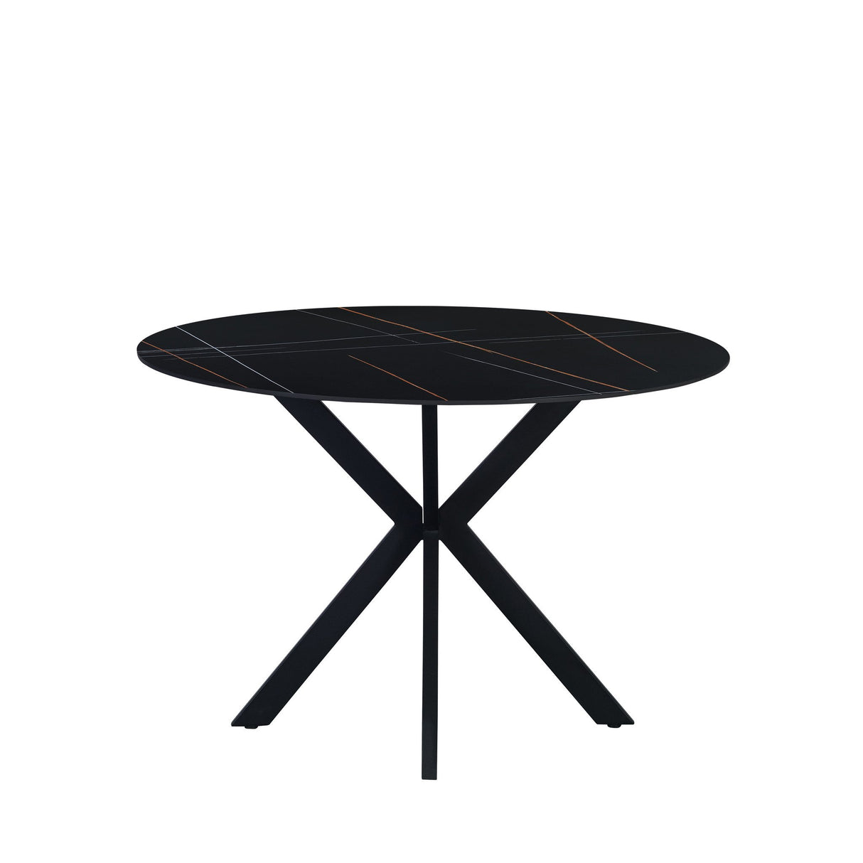 Dining table Yuna Black Dimehouse Black LxWxH 121x121x11 Sintered stone White photo front view