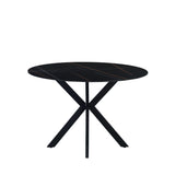 Dining table Yuna Black Dimehouse Black LxWxH 121x121x11 Sintered stone White photo front view