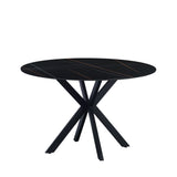 Dining table Yuna Black Dimehouse Black LxWxH 132x132x11 Sintered stone White photo diagonal front view