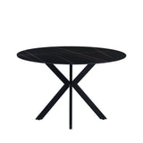 Dining table Yuna Black Dimehouse Black LxWxH 132x132x11 Sintered stone White photo front view