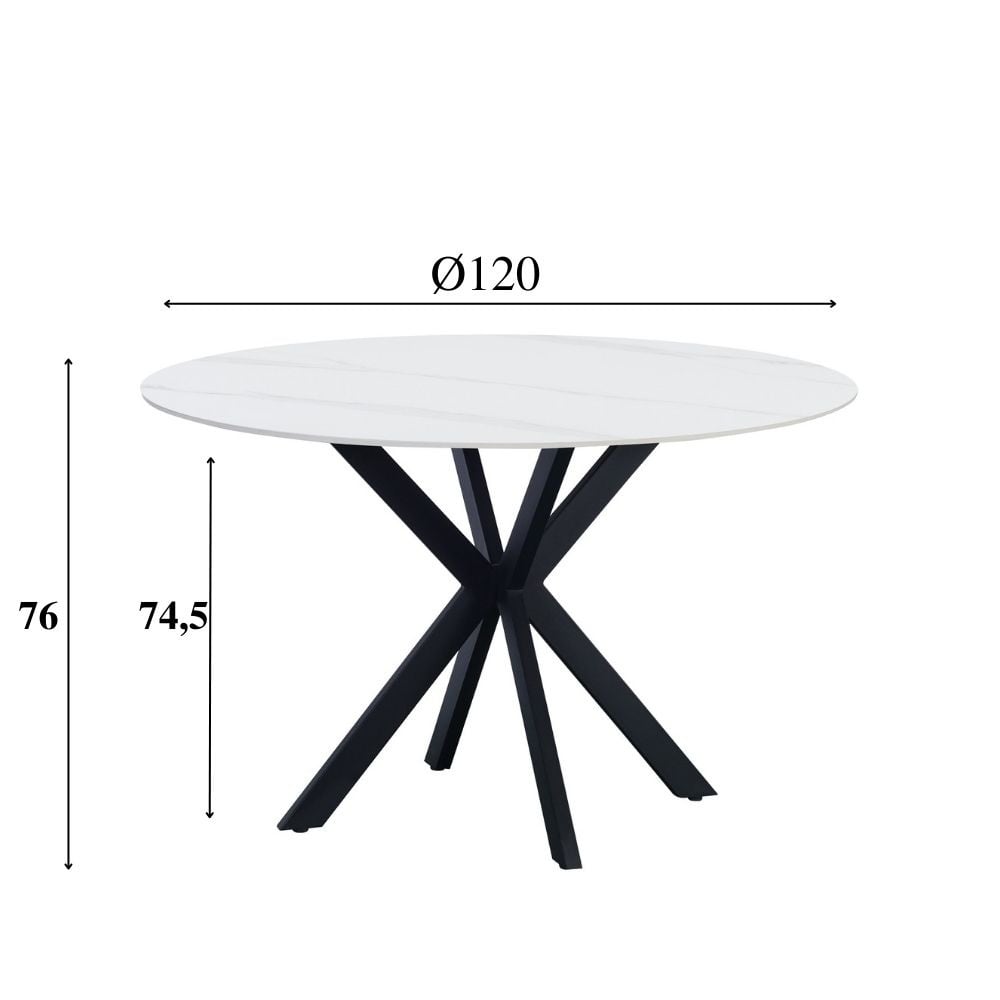 Dining table Yuna White Dimehouse White LxWxH 132x132x11 Sintered stone White photo size indication