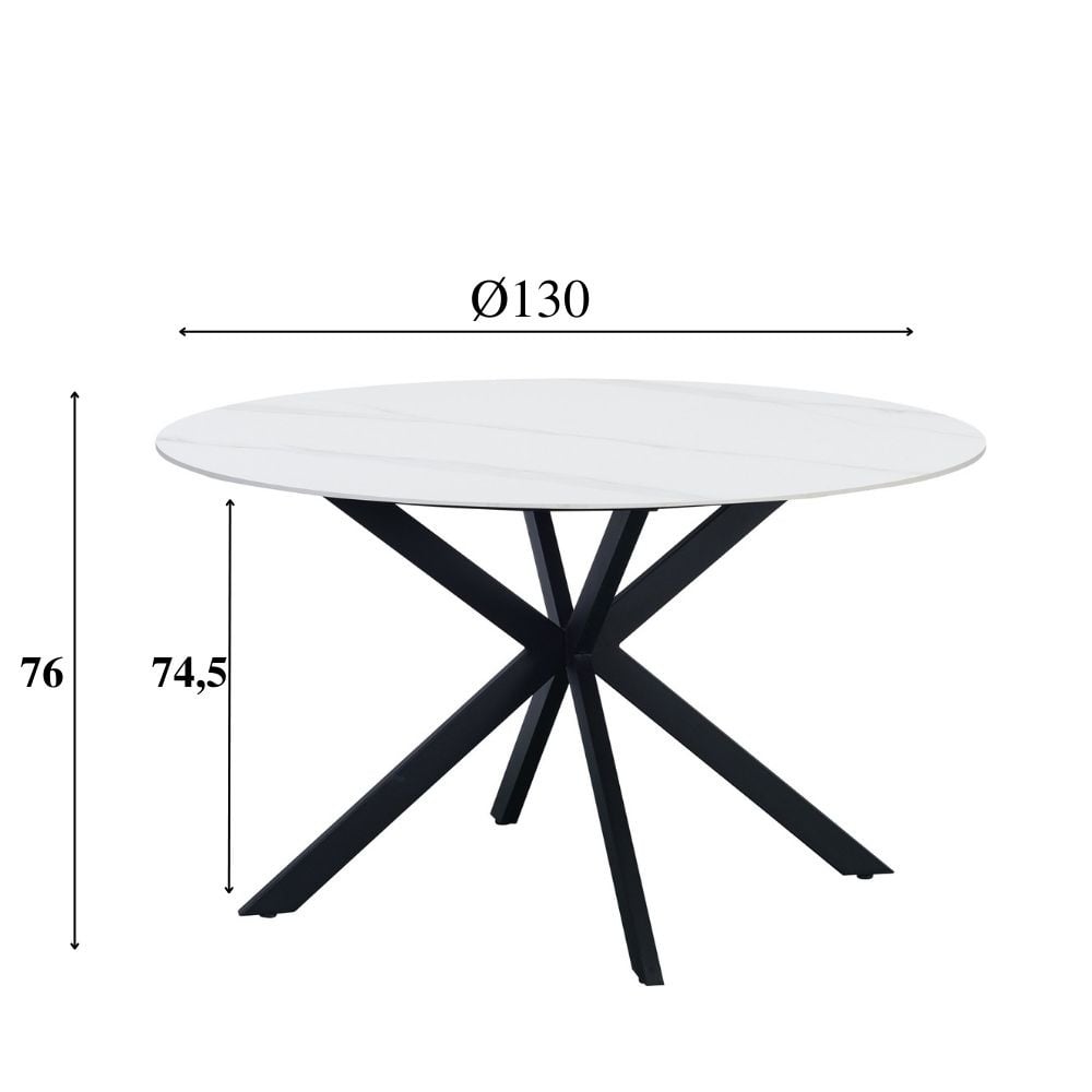 Dining table Yuna White Dimehouse White LxWxH 141x141x11 Sintered stone White photo size indication