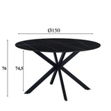 Dining table Yuna Black Dimehouse Black LxWxH 114x77x9 Sintered stone White photo size indication