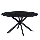 Dining table Yuna Black Dimehouse Black LxWxH 114x77x9 Sintered stone White photo front view