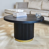 Coffee table Elora Dimehouse Black LxWxH 85x85x9 Mango wood Atmospheric photo diagonal front view