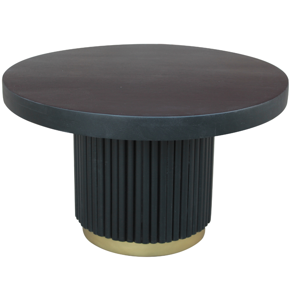 Coffee table Elora Dimehouse Black LxWxH 85x85x9 Mango wood White photo front view