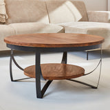 Coffee table Oxis Wood Dimehouse Brown LxWxH 92x92x43 Mango wood Atmospheric photo diagonal front view