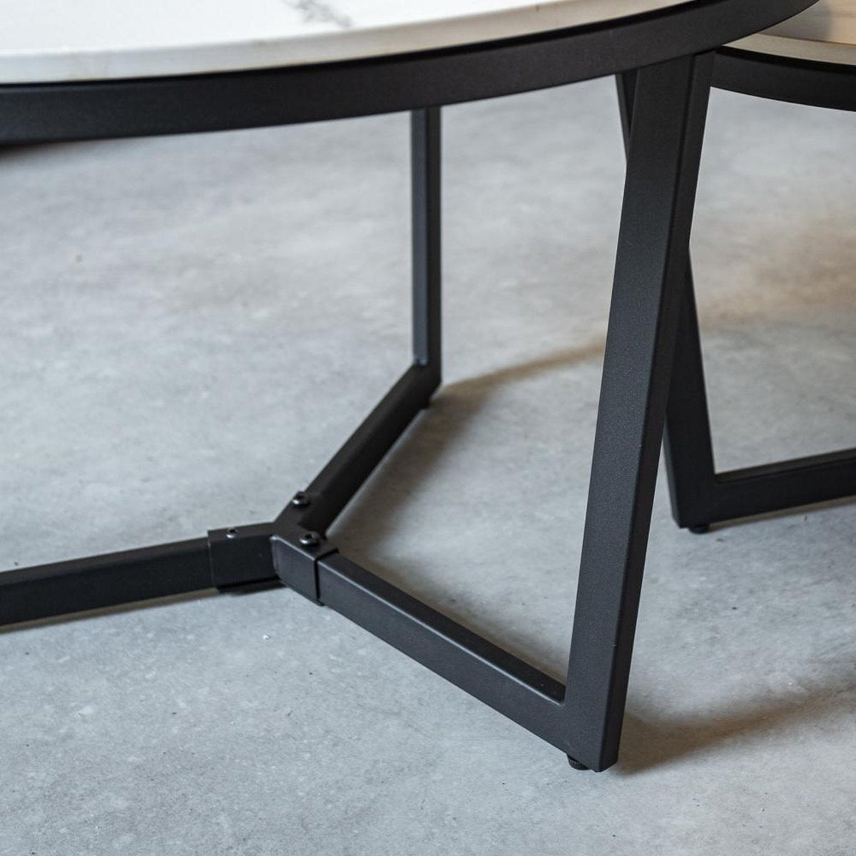 Salontafels - Salontafel Set van 2 Brady Rond Marmerlook Wit - Dimehouse
