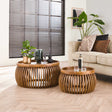 Coffee table Hans DH Interior Mango LxWxH 88x88x45 Mango wood Atmospheric photo diagonal front view