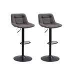 Set of 2 Industrial Swivel Bar Stools Anthracite Microfiber Fabric Keston - Adjustable
