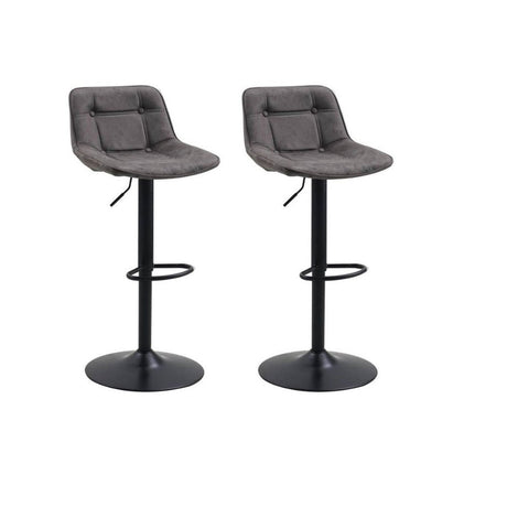 Set of 2 Industrial Swivel Bar Stools Anthracite Microfiber Fabric Keston - Adjustable