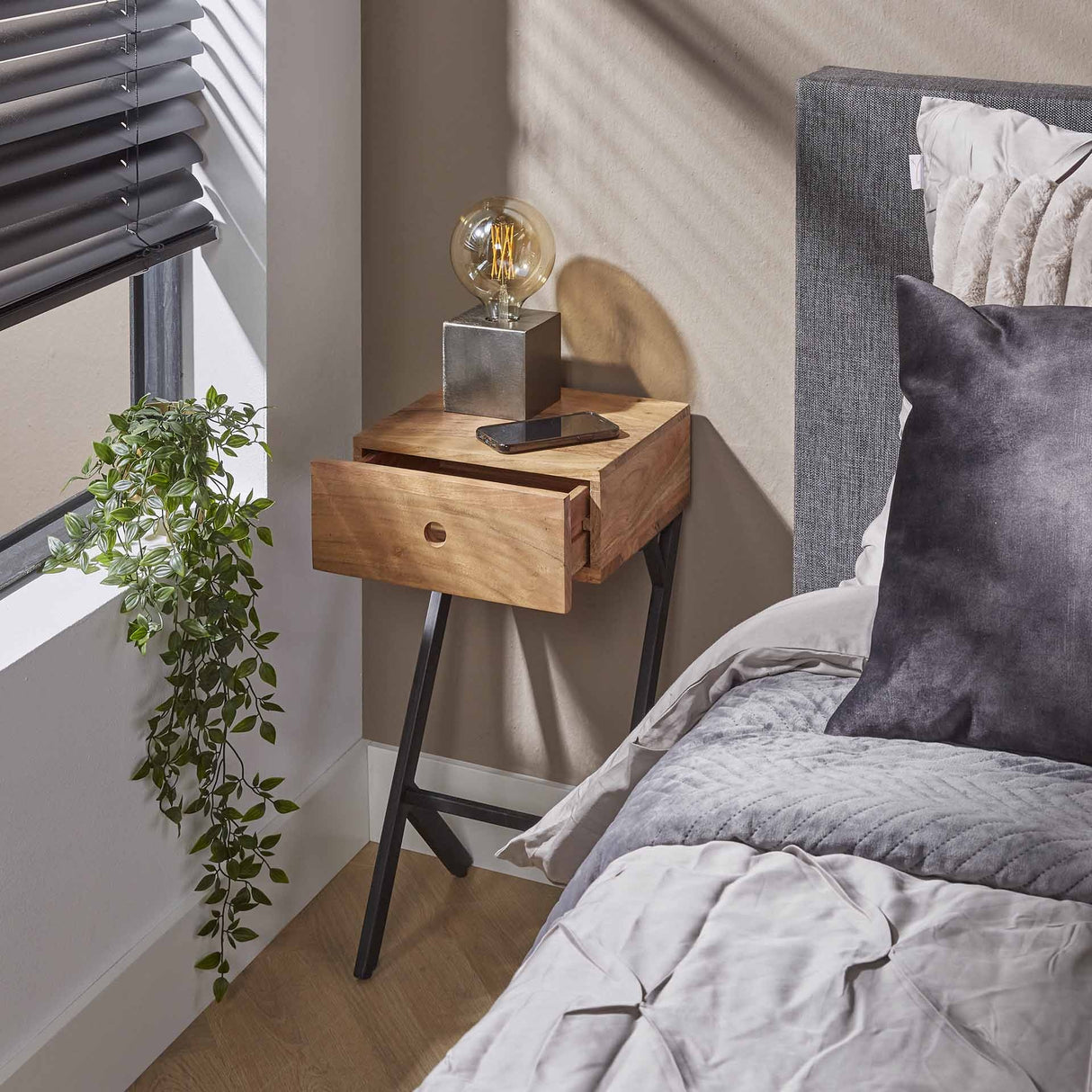Bedside table Lennard DH Interior Acacia LxWxH 55x35x20 Acacia wood Ambient photo in situation