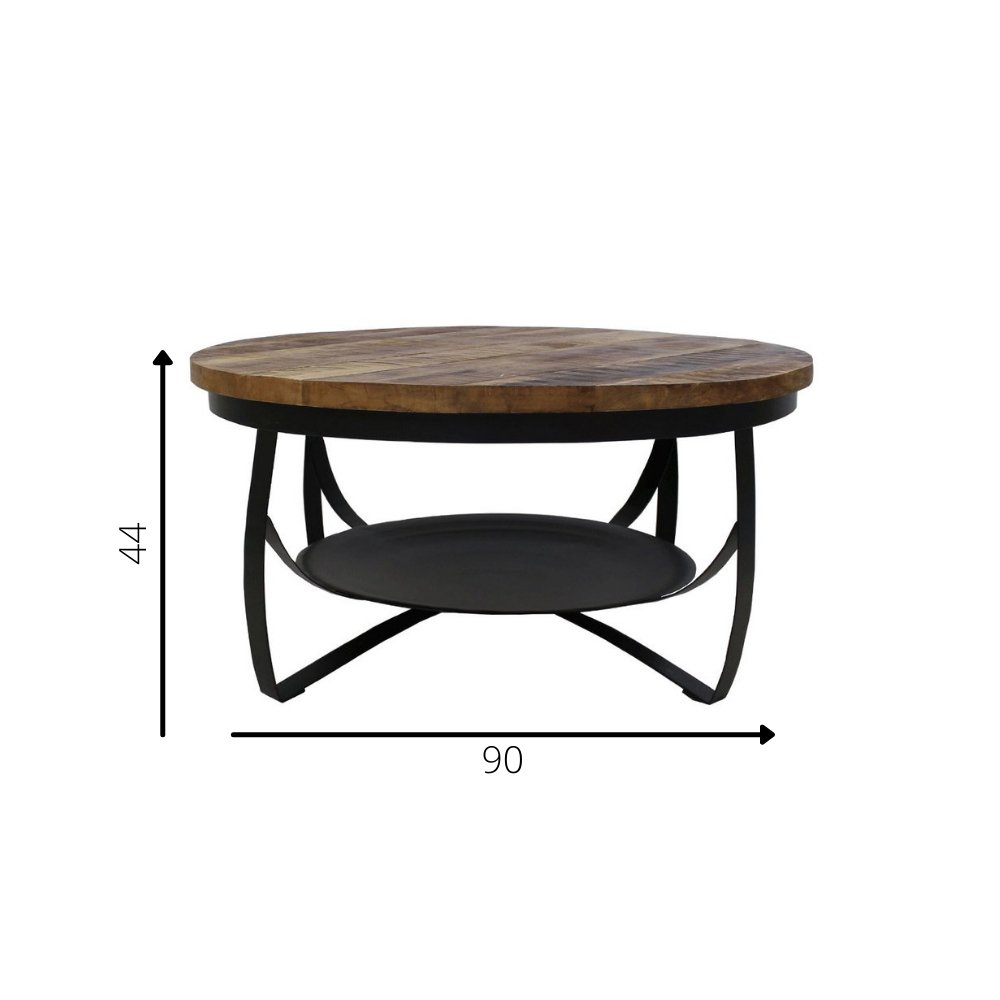 Coffee table Oxis Dimehouse Brown LxWxH 92x92x43 Mango wood White photo size indication