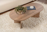 Coffee tables-Oval coffee table walnut melamine - Japandi - 119x60 cm - Sota-Dimehouse