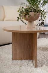 Coffee tables-Oval coffee table walnut melamine - Japandi - 119x60 cm - Sota-Dimehouse