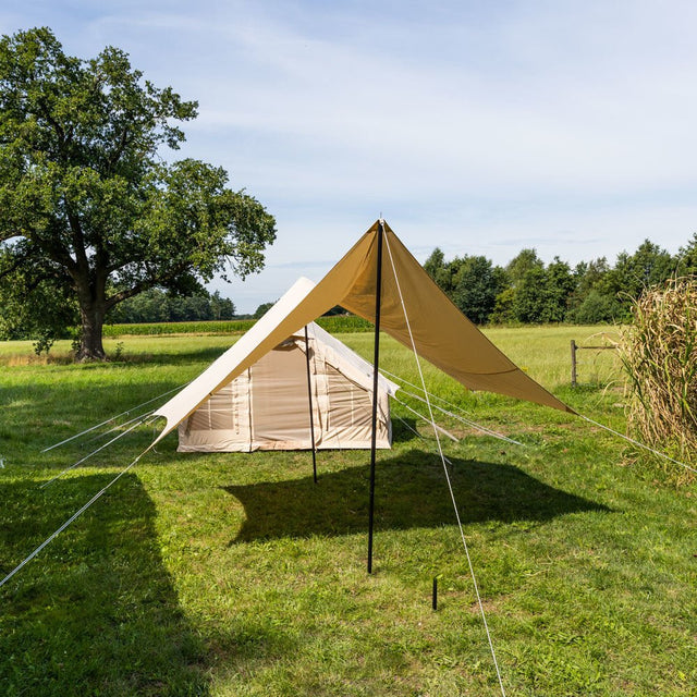 Awning Tarp cotton beige 420x420x240 cm Dimehouse Beige LxWxH 66x16x14 Cotton Atmospheric photo diagonal front view