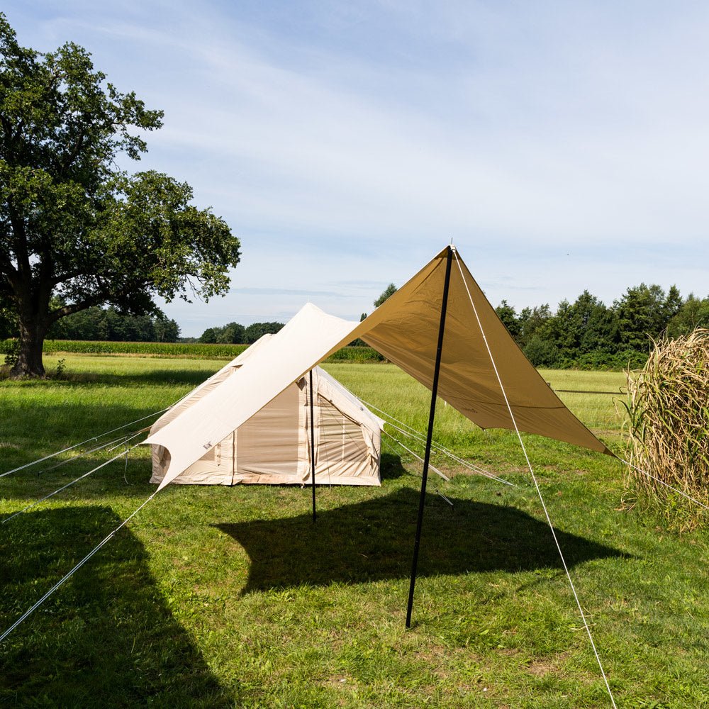 Awning Tarp cotton beige 420x420x240 cm Dimehouse Beige LxWxH 66x16x14 Cotton Atmospheric photo front view