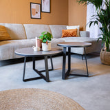 Coffee table Tanner Gray Dimehouse Gray LxWxH 80x80x18 Sintered stone Atmospheric photo front view