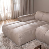 Sofas-Corner sofa with lounge beige velvet textured fabric - stripes - left - Brix-Dimehouse