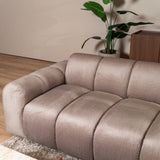 Sofas-Corner sofa with lounge sand velvet textured fabric - stripes - left - Brix-Dimehouse