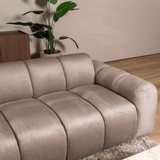 Sofas-Corner sofa with lounge sand velvet textured fabric - stripes - left - Brix-Dimehouse