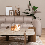 Sofas-Corner sofa with lounge sand velvet textured fabric - stripes - left - Brix-Dimehouse