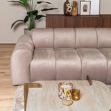 Sofas-Corner sofa with lounge sand velvet textured fabric - stripes - left - Brix-Dimehouse