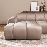 Sofas-Corner sofa with lounge sand velvet textured fabric - stripes - left - Brix-Dimehouse