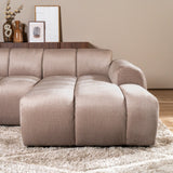 Sofas-Corner sofa with lounge sand velvet textured fabric - stripes - left - Brix-Dimehouse