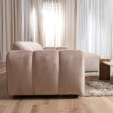 Sofas-Corner sofa with lounge sand velvet textured fabric - stripes - right - Brix-Dimehouse