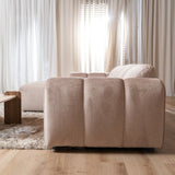 Sofas-Corner sofa with lounge sand velvet textured fabric - stripes - left - Brix-Dimehouse