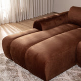 Sofas-Corner sofa with lounge copper velvet textured fabric - stripes - left - Brix-Dimehouse