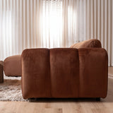 Sofas-Corner sofa with lounge copper velvet textured fabric - stripes - left - Brix-Dimehouse
